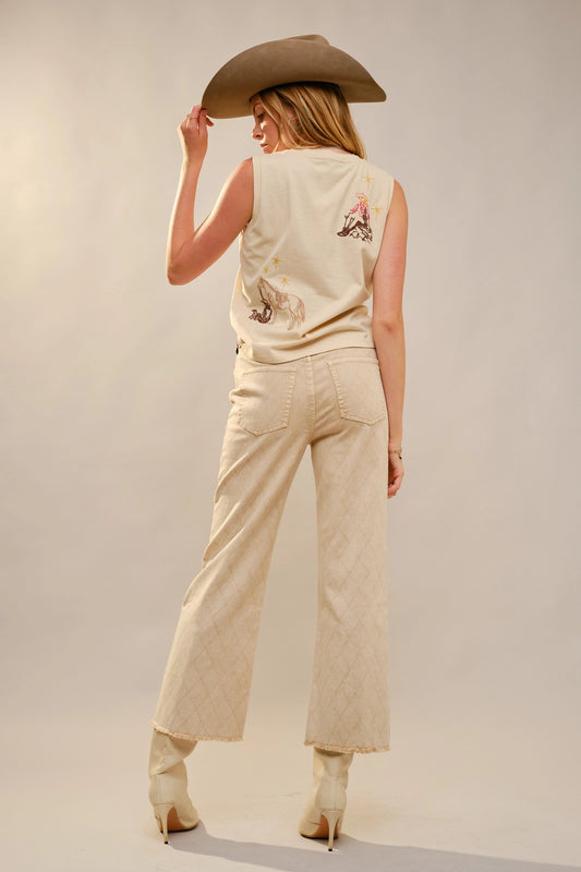 Cowgirl Embroidery Muscle Tee