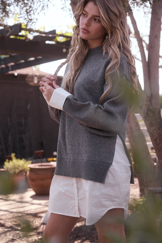 Twofer Layered Knit Sweater Dress