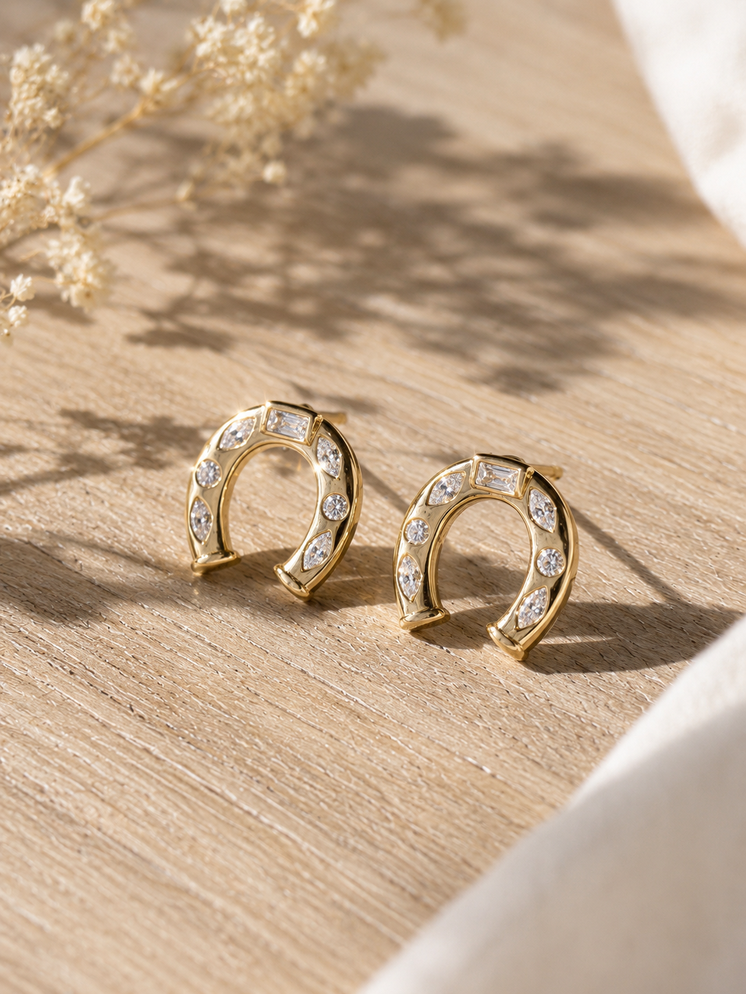 Crystal Horseshoe Stud Earrings