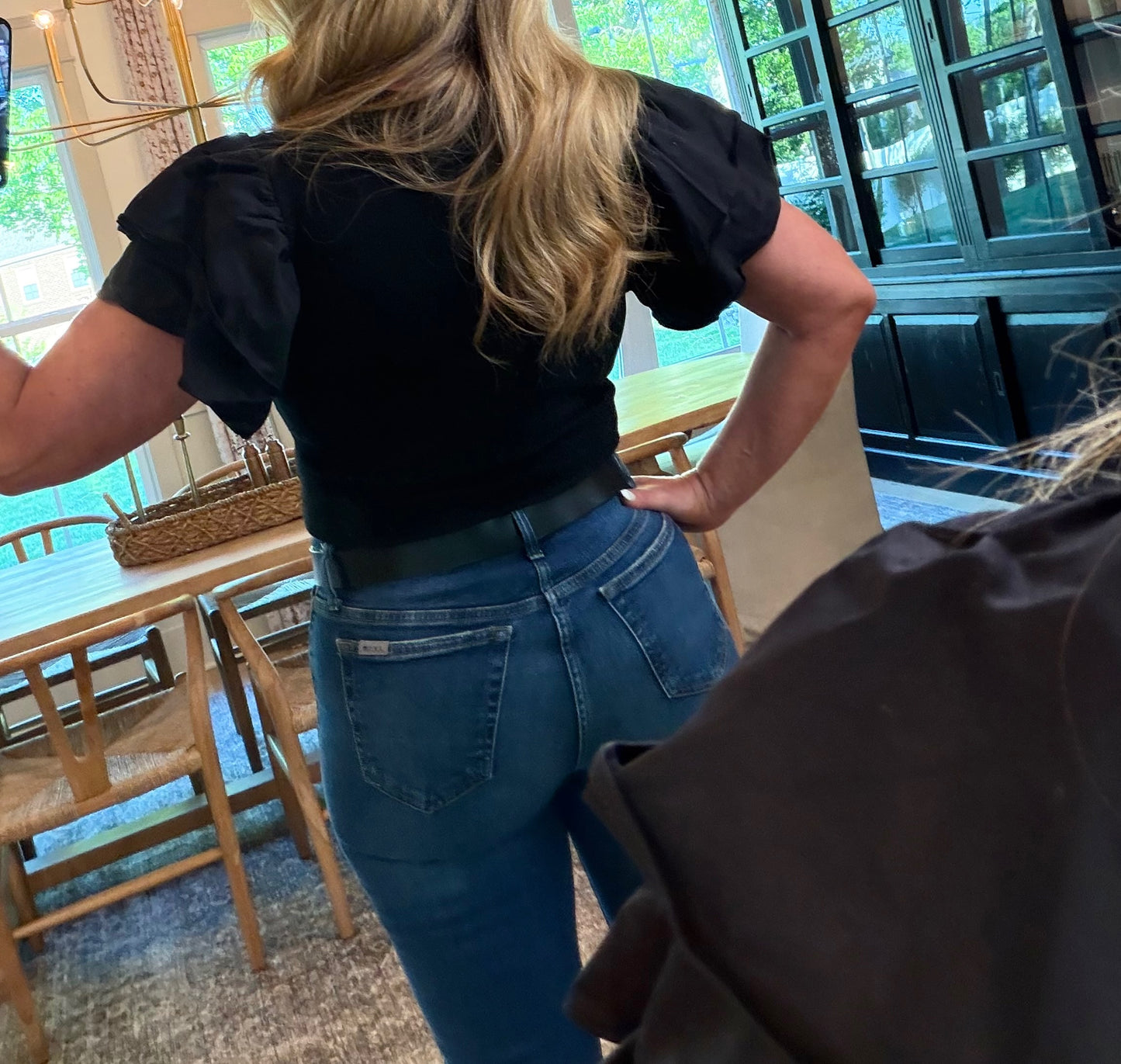 Black Ruffle Sleeve Ribbed Bodysuit