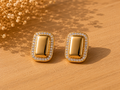 Gold Cushion Crystal-Trim Statement Earrings