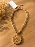 Gold Coin Pendant Chain Necklace