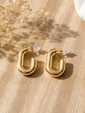 Gold Chunky Oval Hoop Earrings