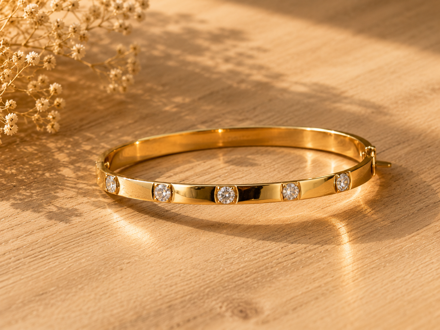 Gold Crystal Bangle Bracelet