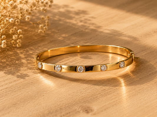 Gold Crystal Bangle Bracelet