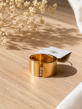 Wide Band Silver Ball Detail Ring