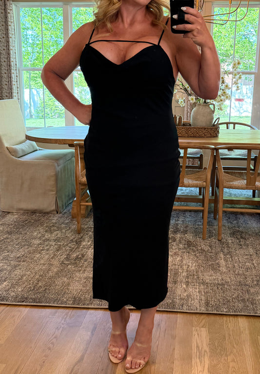 Cowl Neck Slit Maxi Dress