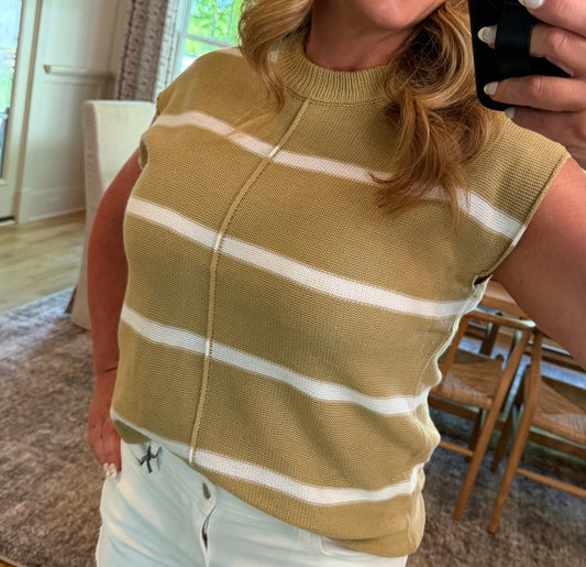 Striped Knit Round Neck Tee