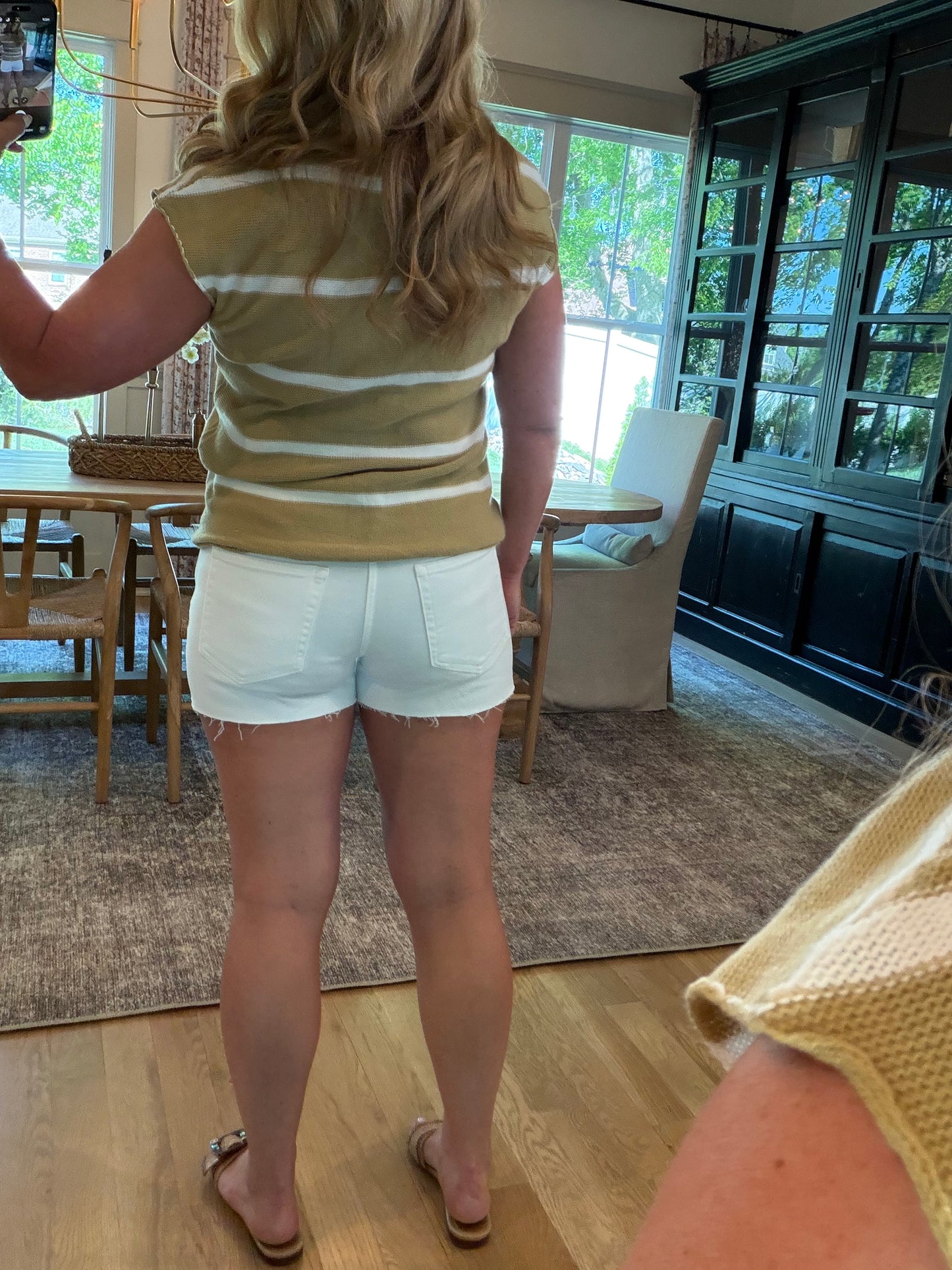 High Rise White Denim Cut-Off Shorts
