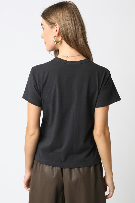 Classic Crewneck T-Shirt - Washed Black | Butter Yellow