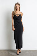 Cowl Neck Slit Maxi Dress