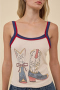 Western Boots Graphic Ribbed Tank Top