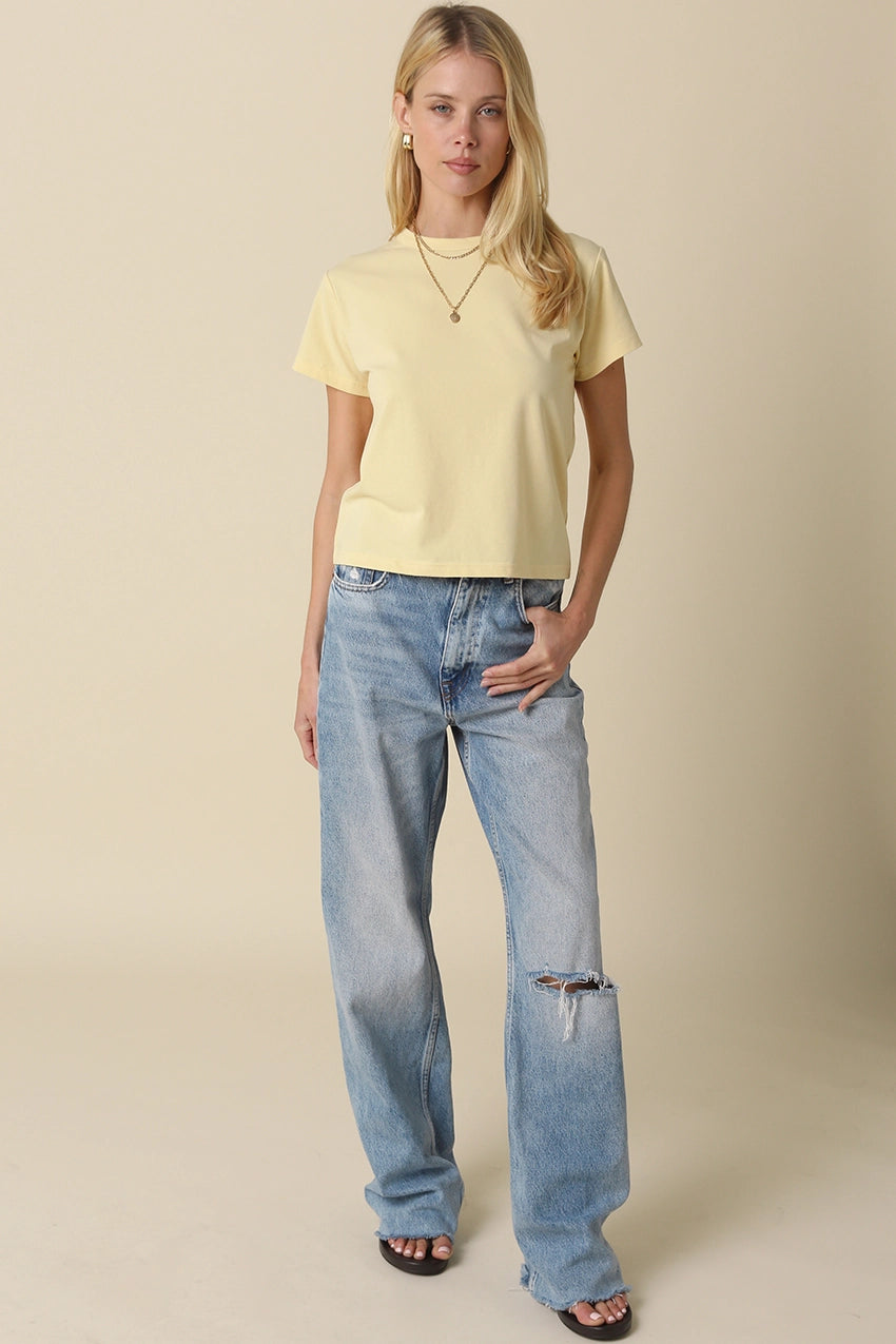 Classic Crewneck T-Shirt - Washed Black | Butter Yellow