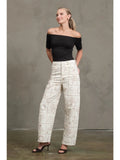 Western Icon Embroidered Wide Leg Pants | Cream