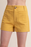 High Rise Patch Pocket Shorts | Gold