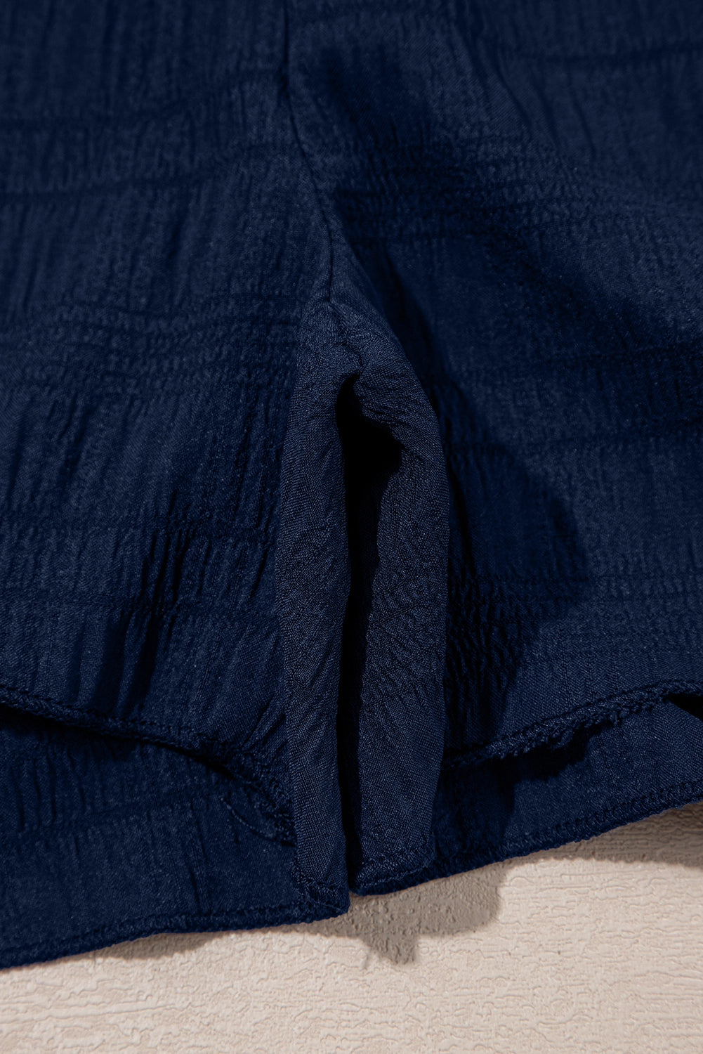 Ruffle Sleeve Square Neck Top & Shirred Shorts Two-Piece Set | Navy