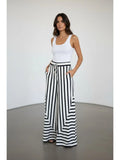 Striped Terry Wide-Leg Pants
