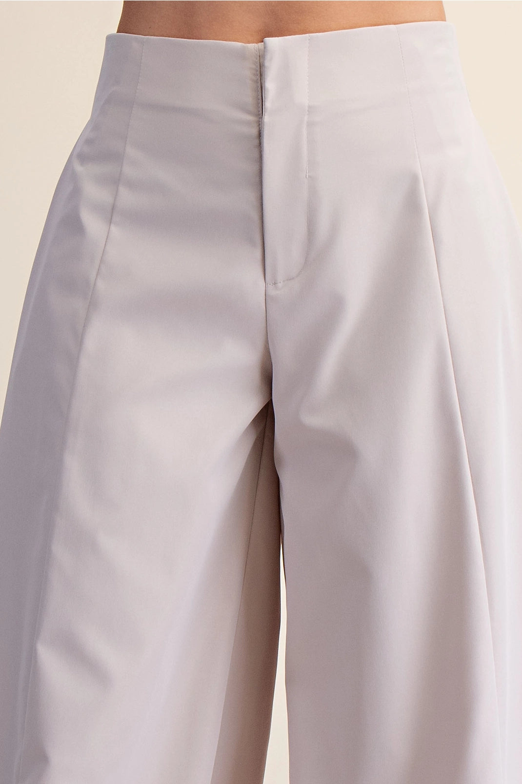 High Waist A-Line Pleated Palazzo Wide Leg Pants | Beige