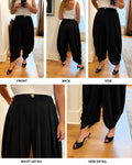 High Waist Pleated Drape Wide Leg Trousers | Black