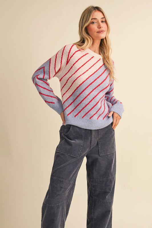 Diagonal Stripe Colorblock Sweater