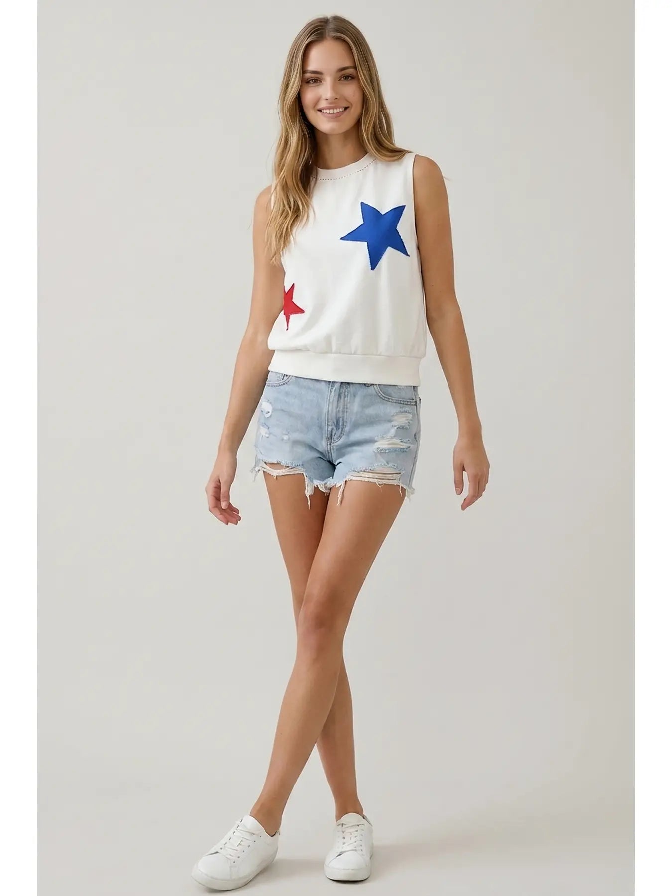 Patchwork French Terry Star Muscle Tee