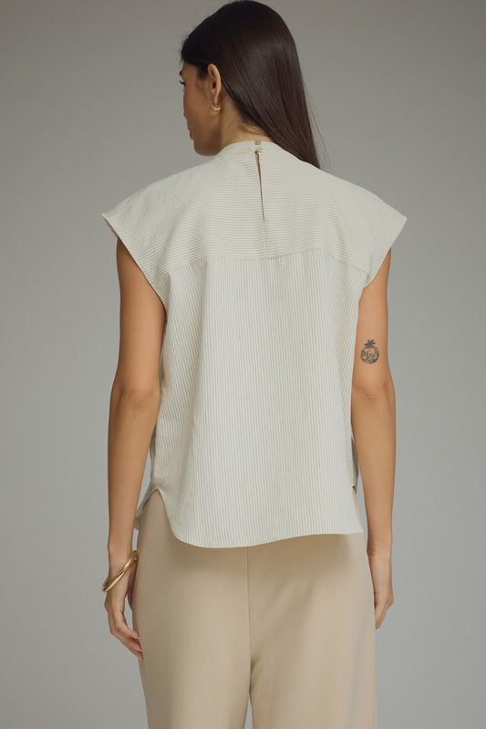 Cream Stripe Cap Sleeve Top