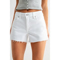 High Rise White Denim Cut-Off Shorts